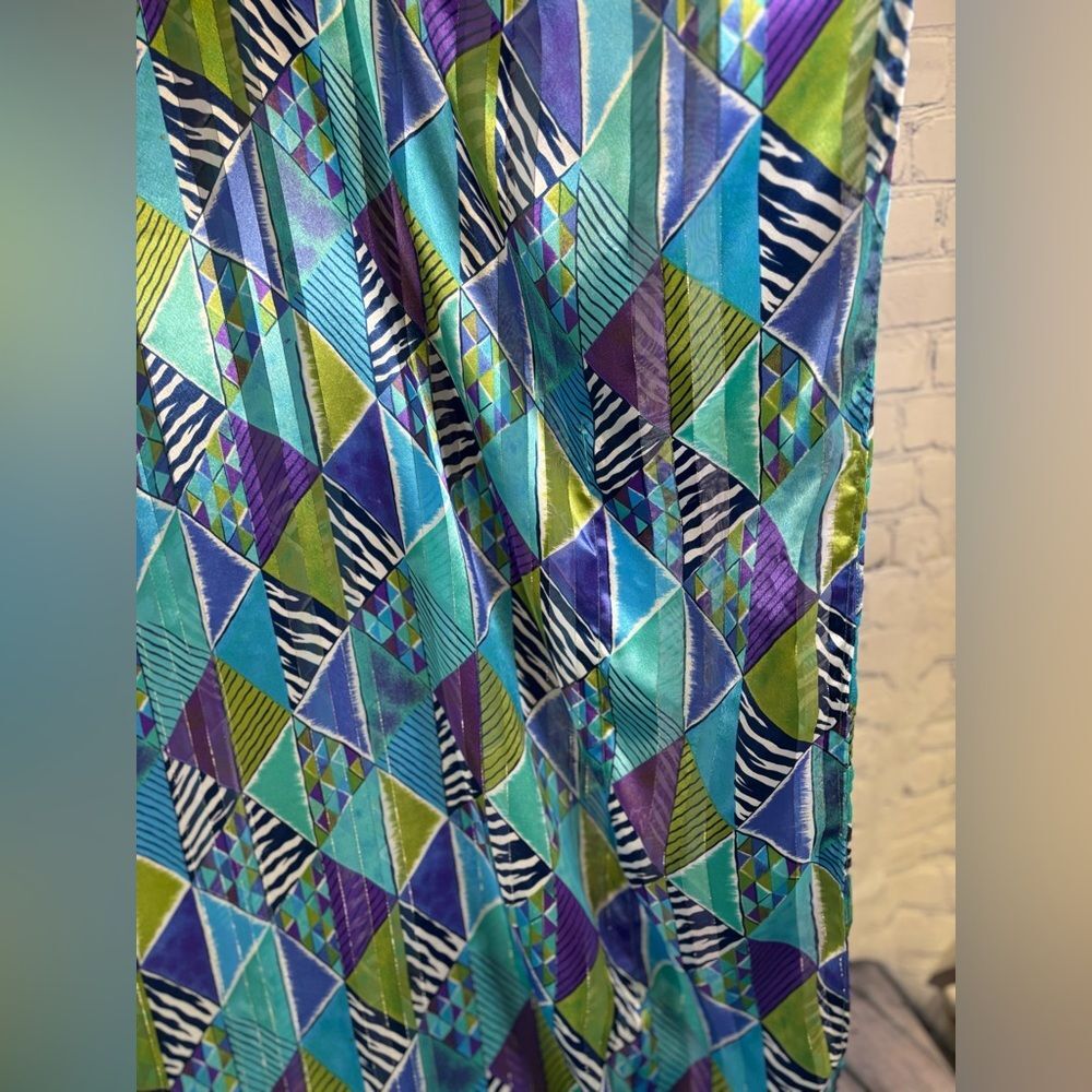 VINTAGE La Chemise USA Blue Purple Retro Kaftan Dress Kimono Colorful Coverup L - Picture 6 of 14